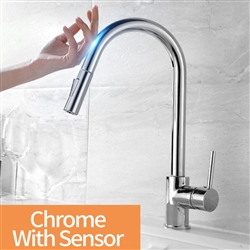 single-handle pull-down sprayer kitchen faucet with motion sensor in chrome